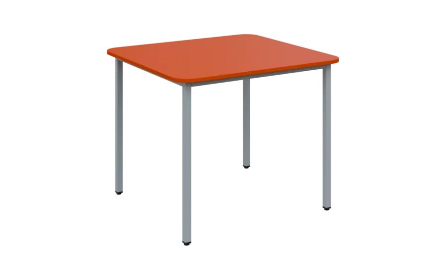 JSBR 90N Jídelní stůl 900 x 900 mm, deska pomeranč / podnož stříbrná